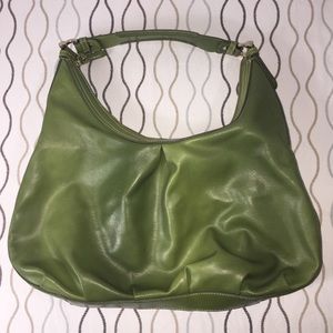 Vintage Liz Claiborne green leather baguette bag